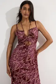 Viscose Sparkle Tie Detail Strappy Woven Maxi Dress