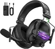 Bluetooth Headphones, 2.4G Wireless Gaming Headset with Microphone for PS5, PS4, PC, Switch, Mac, Foldable Surround Sound Noise Cancelling with RGB Light, Over 50 Hours Battery Life