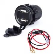 Waterproof Car Charger Dual USB Socket Adapter Charging With Red LED Voltmeter