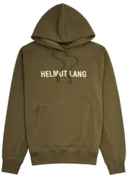Helmut Lang Outer Space Logo Hooded Cotton Sweatshirt - Olive - L L