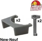LEGO 2x Headgear Helmet Antenna Rangefinder + Visor Sw Dark Grey