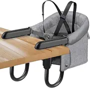 Hook On Chair,Folding Fast Table Chair with Storage Bag,Clip On Portable Highchair for Baby Attaches to Table,Baby Toddler Feeding Seat,Washable&for Home and Travel,with 5 Point Safety Harness.