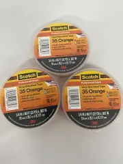 3 Rolls Scotch 3m 35 Orange Electrical Tape Vinyl Color Coding 3/4"x66'