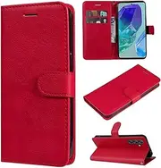 [TiHen] Compatible for Case Samsung Galaxy A23 4G, PU Leather Wallet Case Folio Card Holder Magnetic Closure Kickstand Shockproof & 2X Screen Protector-Red
