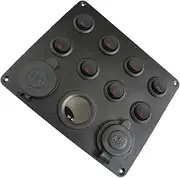 Gatuida Ship Panel Modification Cat's Eye Switch Voltmeter V-v Dual Ports Digital Gauge for Caravan Bus