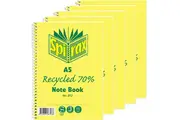 Spirax 812 Notebook 7mm Ruled 70% Recycled Spiral Bound A5 120 Page Pack 5