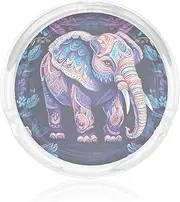 Glass Ashtray for Cigarettes Portable Decorative Modern Cigarette Ash Tray Purple Elephant Round Cigar Ashtrays Holder Cute Cool Tabletop Ashtray for Office Home Indoor Outdoor