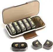 Weekly Pill Organizer 2 Times a Day, Moisture-Proof, Detachable Compartments, Am Pm Pill Box 2x 7 Day, Travel Pill Organizer for Pills/Fish Oil/Medication/Vitamin/Supplements (Brown)