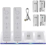 EBKK 4 in 1 Charging Dock for Wii/Wii U 4 Port Charging Station with 4 Rechargeable 2800 mAh Battery Pack USB USB Charge Cable Replacement for Wii/Wii U Remote Controller