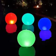 Floating Pool Lights Inflatable Waterproof IP68 Solar Glow Globe,14” Outdoor Pool Ball Lamp 4 Color Changing LED Night Light, Party Decor for Swimming Pool,Beach,Garden,Backyard,Lawn,Pathway (1Pack)