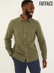 FatFace Khaki Green Long Sleeve Brushed Shirt (E79530) | $120