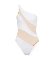 [Norma Kamali] Norma Kamali Mesh-paneled one-shoulder swimsuit AU 16 white