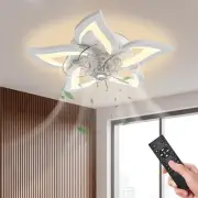 Dimmable Ceiling Fan with Light and Remote Control, 27" Small Flush Mounted C...