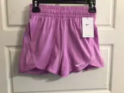 Nike Big Kids' Dri-FIT Breezy High-Waisted Training Shorts SZ L Purple DX4965