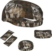 FJWSLCH Wild Wild Gray Wolf Headbands for Women Men Non Slip Workout Sweatbands Adjustable Sports Hair Bands Elastic Head Bands Moisture Wicking Hairband for Running, Cycling, Yoga, Spa