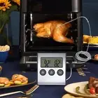 Digital Meat Thermometer Food Temperature Meter with Folding Probe Timer Alarm