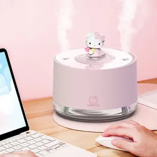 [酷奔車品]Hello Kitty 可愛旋轉桌面補水噴霧 USB 充電音樂加濕器盒