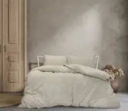 ALGODON "Cabo" WASHED COTTON JACQUARD QUILT COVER SET - COCONUT MILK