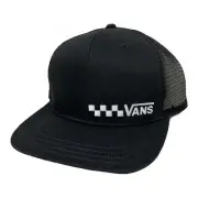 Vans Off The Wall Men's Hat Black Snapback Cap OSFM White Logo Embroidered New