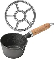 CAXUSD Egg Frying Pan Cast Iron Mini Cooking Pot Comfortable Wood Handle Versatile for Outdoor Home
