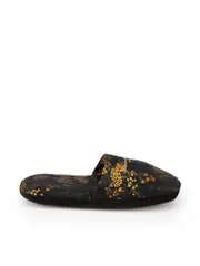 Black Floral Pattern Slides