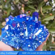 AAA Natural Blue Aura Titanium Quartz Crystal Cluster VUG Specimen Healing Stone