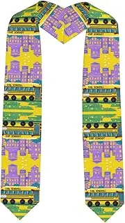 [SKKNT] School Bus Print Graduation Shawl Stole For Academic Commencements Honor Sash Congratulations Gift