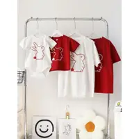 在飛比找ETMall東森購物網優惠-短袖t恤嬰兒純棉親子裝