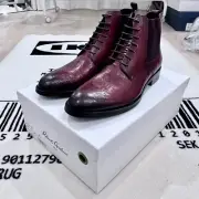 Robert Graham Hyperspace Skull & Logo Embossed Leather Lace Up Boots - Wine
