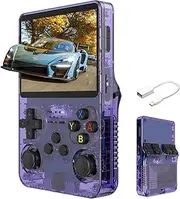 Lncboc R36S Handheld Game Console, 3.5 Inch Ips Retro Video Game Console Built-In 10,000 Classic Video Games 32Gb 64Gb Tf Purple