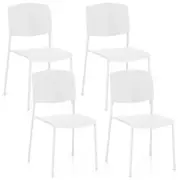 Costway Modern Plastic Dining Chair Set of 4 Stackable Chair Armless Stool White