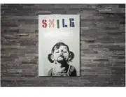 BANKSY SMILE GIRL Canvas Wall Art Print