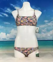 Eidon Swimwear 2pcs Swimsuit Bikini Size Large Low Rider Floral Design