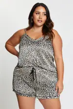 Animal Print Pj Piping Satin Pyjama Set