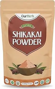 OurHerb Pure & Natural Shikakai (Acacia concinna) Powder for Hair Care with Wooden Spoon - 100g | 3.5 Oz
