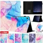 For Samsung Galaxy Tab A A7 A8 A9 Plus S6 Tablet Flip Marble Leather Case Cover