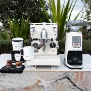 BELLEZZA INIZIO R CUSTOM CREAM & DARK WOOD + EUREKA ATOM 65 GRINDER PACKAGE