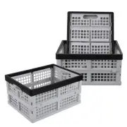 3 Packs 16 Quart Folding Milk Crates, Plastic Collapsible Storage Crate