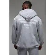 Mens Grey Marl Man Active Essentials Blurred Oversized Hoodie