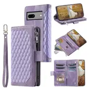 For Google Pixel 8a Case Rhombus Texture Wallet Stand Phone Cover With Hand Strap