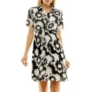 Nicole Miller Lora Dress White Black Floral Sz 4 Sheer