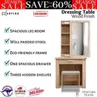 Artiss Dressing Table Mirror Sliding Stool Jewellery Cabinet Makeup Storage Wood