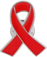 Red Ribbon Pin Badge, One Size, Metal