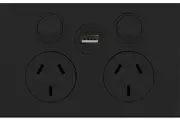 Clipsal Saturn ZEN Double Powerpoint with USB Charger Black | Z4025USBC-ZB