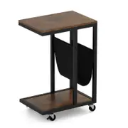 Costway C-shaped Sofa Side Table 3-Tier Mobile Laptop Desk