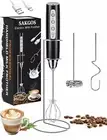 Rechargeable Milk Frother with Stand - Handheld Coffee Frother with 3 Stainless
