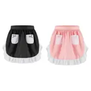 Maid Costume Apron Ruffled Waist Apron for Women Halloween Cosplay Kitchen Apron