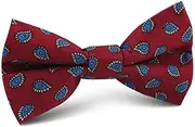 [OTAA] Milano Burgundy Red Paisley Kids Bow Tie Burgundy 100% Cotton Milano Burgundy Red Paisley Kids Bow Tie