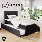 Artiss Bed Frame King Single Size Trundle Mattress Base Wooden Daybed Black
