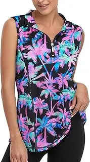[Viracy] Women's Zip Up Golf Workout Tank Tops Sleeveless Quick Dry Athletic Polo Shirts
